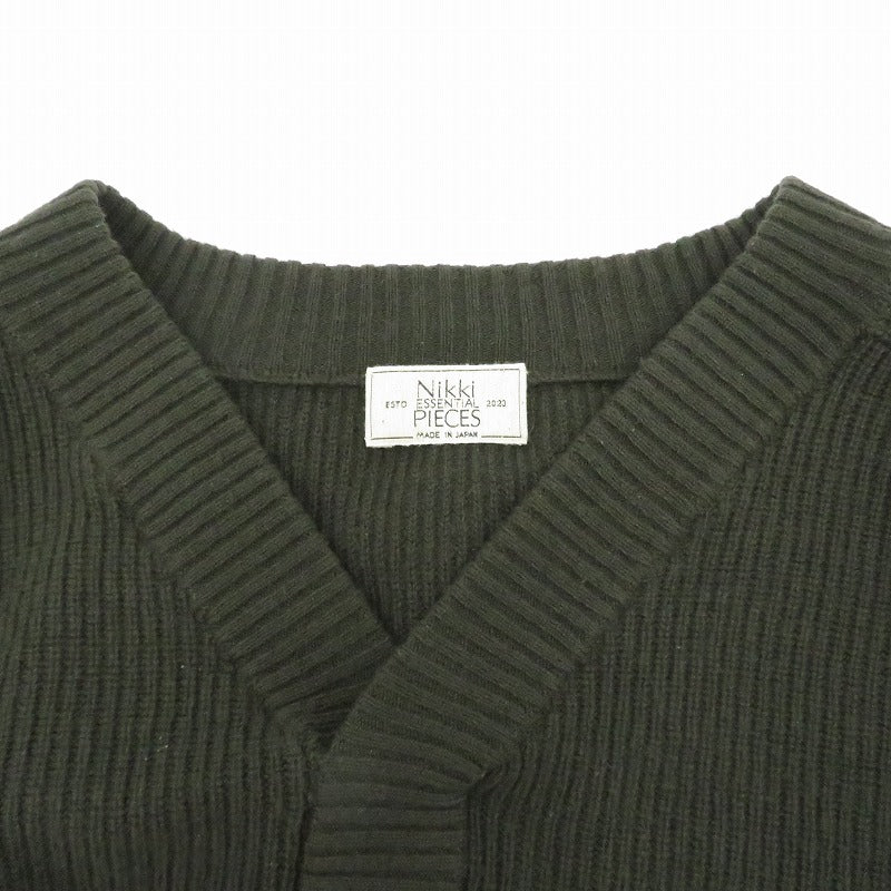 nikki essential Wool Harf Cardigan ST V-neck カーディガン NEP-AW2403 カーキ サイズ：2【瀬戸大橋店】