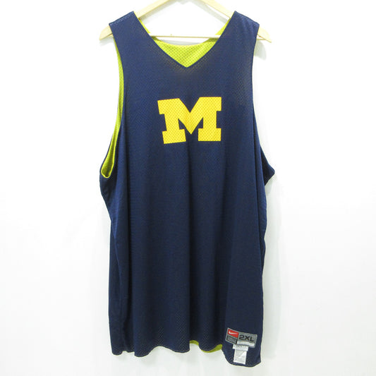 NIKE | ナイキ 90s MICHIGAN 50 ゲームシャツ メッシュタンクトップ ロゴプリント 半袖シャツ ネイビー×イエロー サイズ：XXXL【三重本店】
