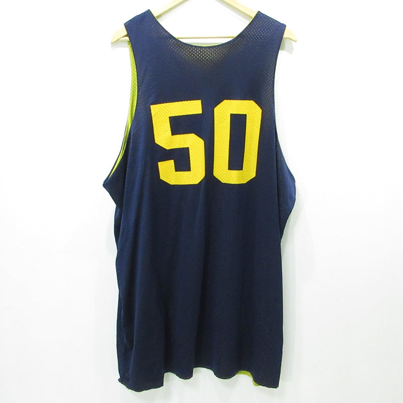 NIKE | ナイキ 90s MICHIGAN 50 ゲームシャツ メッシュタンクトップ ロゴプリント 半袖シャツ ネイビー×イエロー サイズ：XXXL【三重本店】