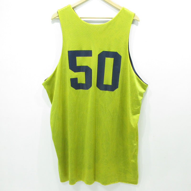 NIKE | ナイキ 90s MICHIGAN 50 ゲームシャツ メッシュタンクトップ ロゴプリント 半袖シャツ ネイビー×イエロー サイズ：XXXL【三重本店】