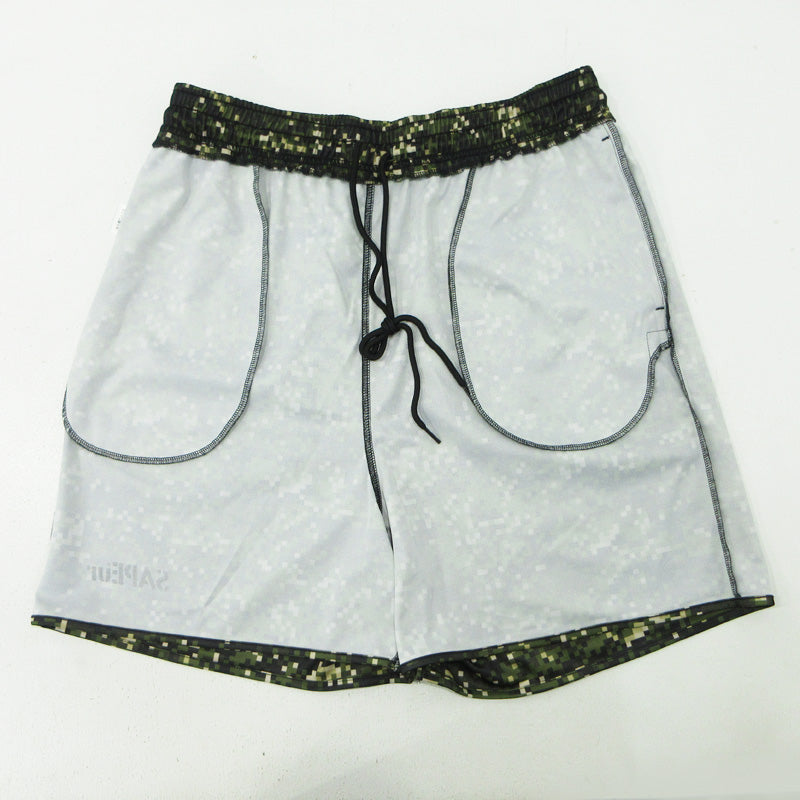 SAPEur | サプール BASIC SHORT PANT デジカモ ロゴプリント総柄 ショートパンツ カーキグリーン マルチカラー カモ サイズ：L【三重本店】