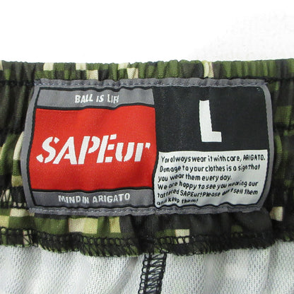 SAPEur | サプール BASIC SHORT PANT デジカモ ロゴプリント総柄 ショートパンツ カーキグリーン マルチカラー カモ サイズ：L【三重本店】