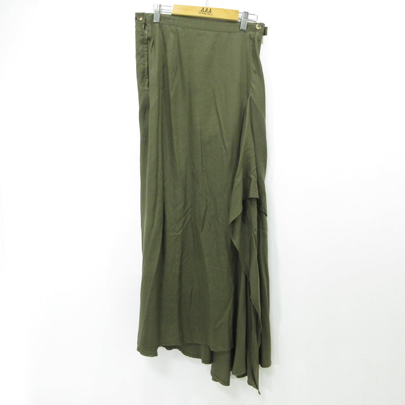 Yohji Yamamoto | ヨウジヤマモト TENCEL PIGMENT DYEING PIPING POCKET UNBALANCE SKIRT スカート FS-S60-201 カーキ サイズ：2【三重本店】