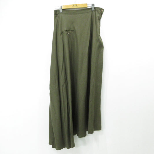 Yohji Yamamoto | ヨウジヤマモト TENCEL PIGMENT DYEING PIPING POCKET UNBALANCE SKIRT スカート FS-S60-201 カーキ サイズ：2【三重本店】