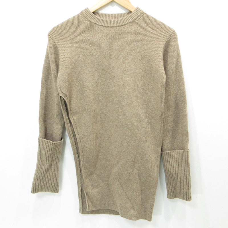 CLANE | クラネ SLANT CUT KNIT スラントカットニット ウール混サイドスリット長袖セーター ニット 11106-1172 ベージュ ライトブラウン サイズ：1【三重本店】