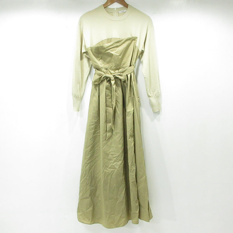 CLANE | クラネ RAP DESIGN DOCKING ONE PIECE ラップデザインドッキング ワンピース 12112-5022 ブラウン×ベージュ サイズ：2【三重本店】