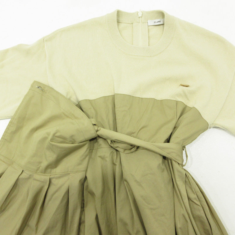CLANE | クラネ RAP DESIGN DOCKING ONE PIECE ラップデザインドッキング ワンピース 12112-5022 ブラウン×ベージュ サイズ：2【三重本店】