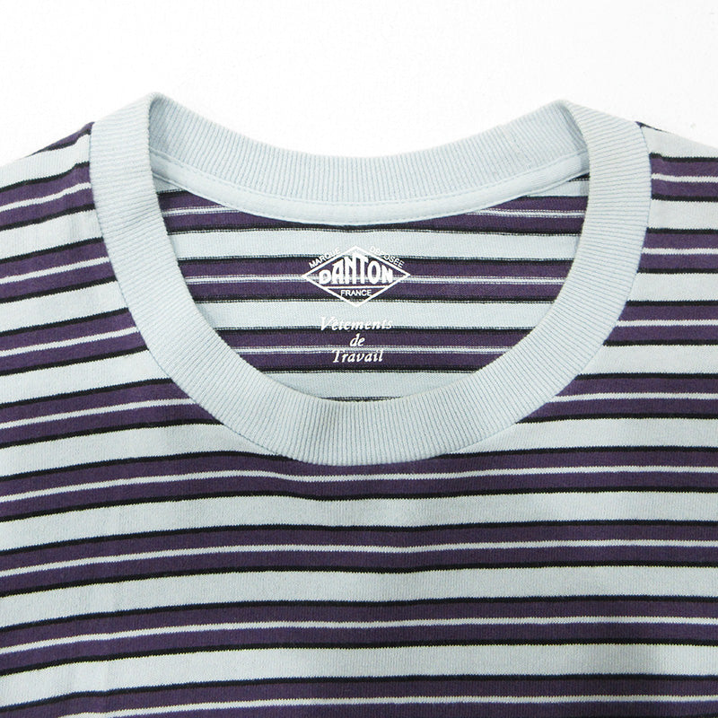 Danton | ダントン ロゴワッペン総柄長袖Tシャツ ボーダー柄 長袖Ｔシャツ ブルー×パープル マルチカラー サイズ：40【三重本店】