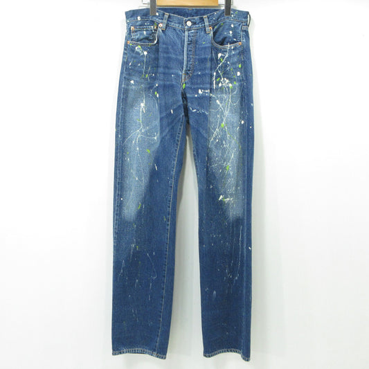 Yohji Yamamoto POUR HOMME | ヨウジヤマモトプールオム 12oz DENIM PAINT SPLATTERED JEANS ペイント加工ボタンフライ デニムパンツ HJ-P95-027 ブルー サイズ：2【三重本店】