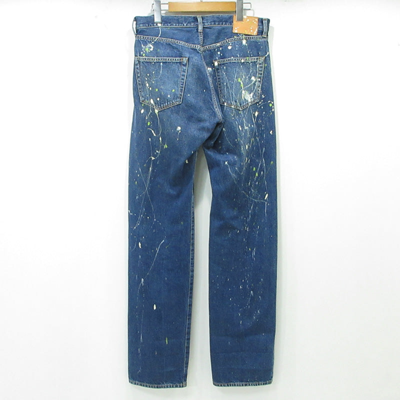 Yohji Yamamoto POUR HOMME | ヨウジヤマモトプールオム 12oz DENIM PAINT SPLATTERED JEANS ペイント加工ボタンフライ デニムパンツ HJ-P95-027 ブルー サイズ：2【三重本店】