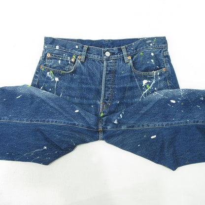 Yohji Yamamoto POUR HOMME | ヨウジヤマモトプールオム 12oz DENIM PAINT SPLATTERED JEANS ペイント加工ボタンフライ デニムパンツ HJ-P95-027 ブルー サイズ：2【三重本店】