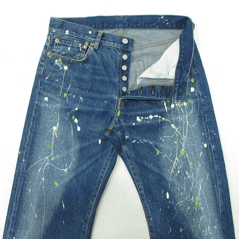 Yohji Yamamoto POUR HOMME | ヨウジヤマモトプールオム 12oz DENIM PAINT SPLATTERED JEANS ペイント加工ボタンフライ デニムパンツ HJ-P95-027 ブルー サイズ：2【三重本店】