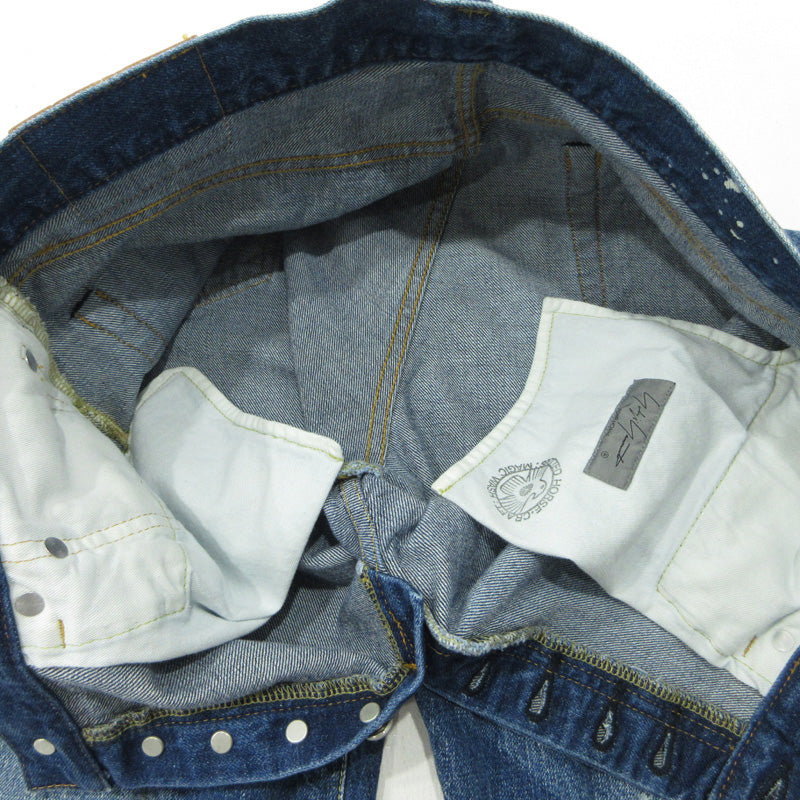 Yohji Yamamoto POUR HOMME | ヨウジヤマモトプールオム 12oz DENIM PAINT SPLATTERED JEANS ペイント加工ボタンフライ デニムパンツ HJ-P95-027 ブルー サイズ：2【三重本店】
