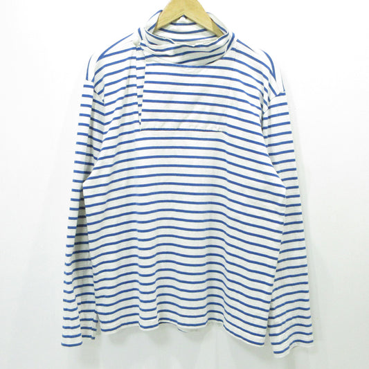 ANATOMICA | アナトミカ MARNIER SHAWLCOLLAR LONG SLEEVE マリニエーショールカラー ボーダー柄 2WAYハイネック総柄 長袖Ｔシャツ 530-521-17 ホワイト×ブルー サイズ：L【三重本店】