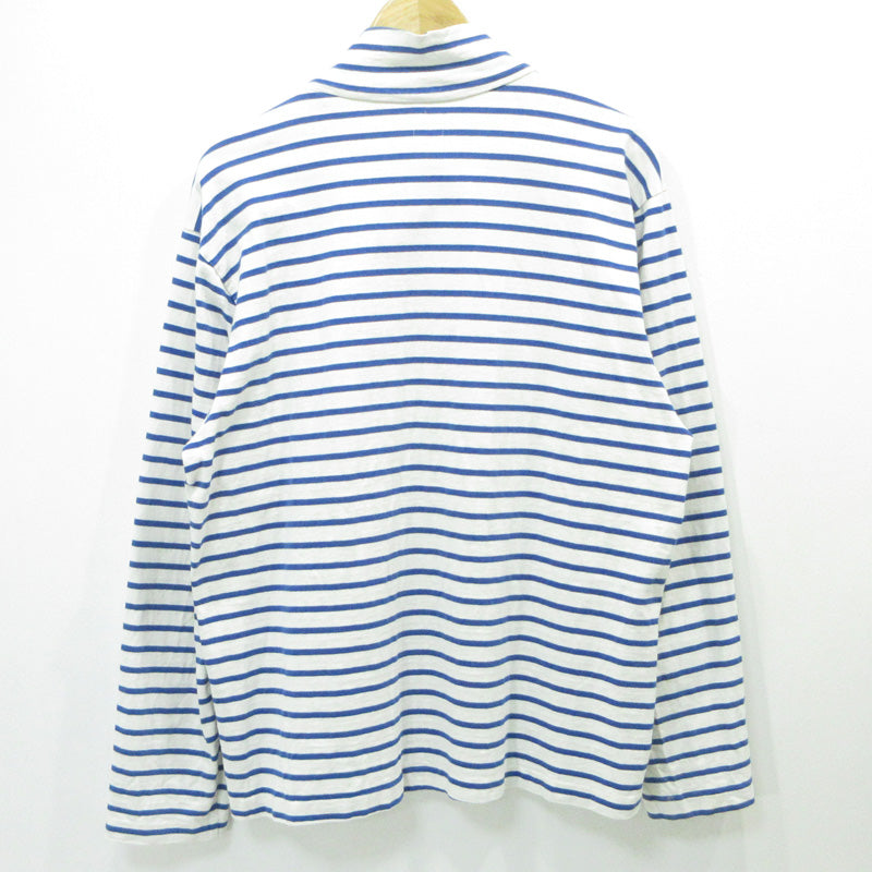 ANATOMICA | アナトミカ MARNIER SHAWLCOLLAR LONG SLEEVE マリニエーショールカラー ボーダー柄 2WAYハイネック総柄 長袖Ｔシャツ 530-521-17 ホワイト×ブルー サイズ：L【三重本店】