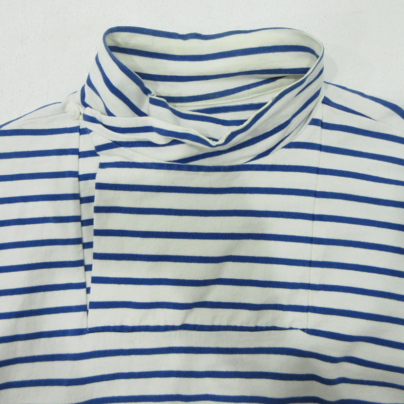 ANATOMICA | アナトミカ MARNIER SHAWLCOLLAR LONG SLEEVE マリニエーショールカラー ボーダー柄 2WAYハイネック総柄 長袖Ｔシャツ 530-521-17 ホワイト×ブルー サイズ：L【三重本店】