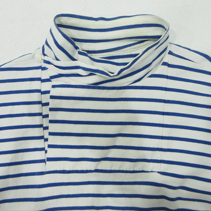 ANATOMICA | アナトミカ MARNIER SHAWLCOLLAR LONG SLEEVE マリニエーショールカラー ボーダー柄 2WAYハイネック総柄 長袖Ｔシャツ 530-521-17 ホワイト×ブルー サイズ：L【三重本店】