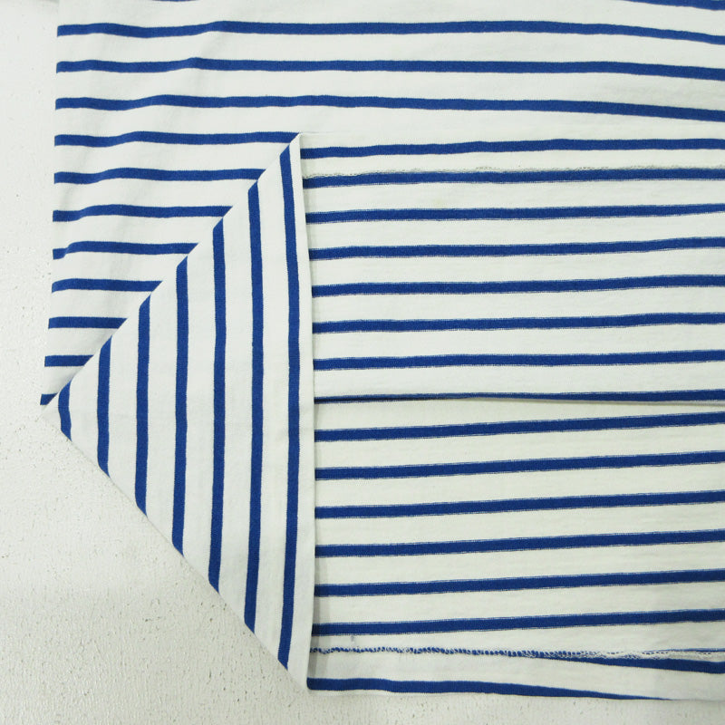 ANATOMICA | アナトミカ MARNIER SHAWLCOLLAR LONG SLEEVE マリニエーショールカラー ボーダー柄 2WAYハイネック総柄 長袖Ｔシャツ 530-521-17 ホワイト×ブルー サイズ：L【三重本店】