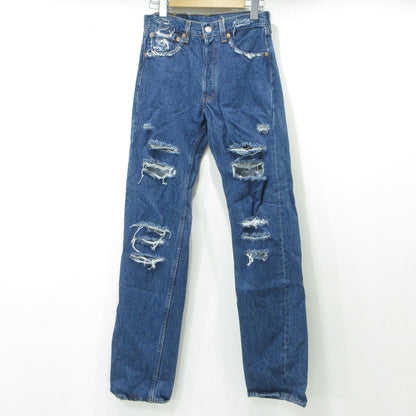 Levi's | リーバイス Lot. 501 90s 米国製 イレギュラー品 ダメージ加工 USED加工ボタンフライ デニムパンツ 42428-3 ブルー インディゴ サイズ：28【三重本店】