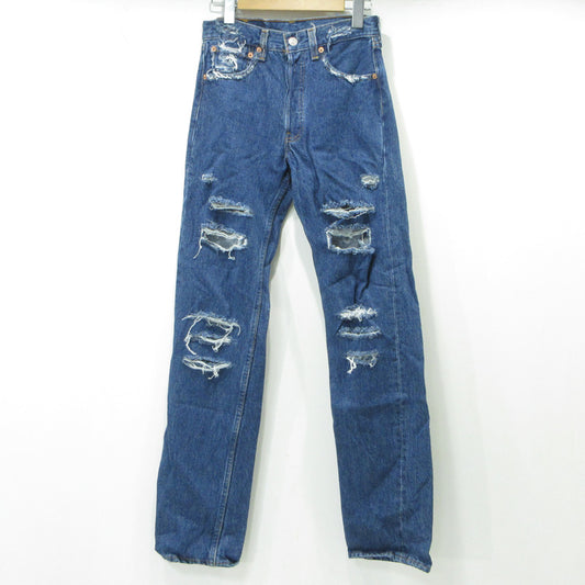 Levi's | リーバイス Lot. 501 90s 米国製 イレギュラー品 ダメージ加工 USED加工ボタンフライ デニムパンツ 42428-3 ブルー インディゴ サイズ：28【三重本店】