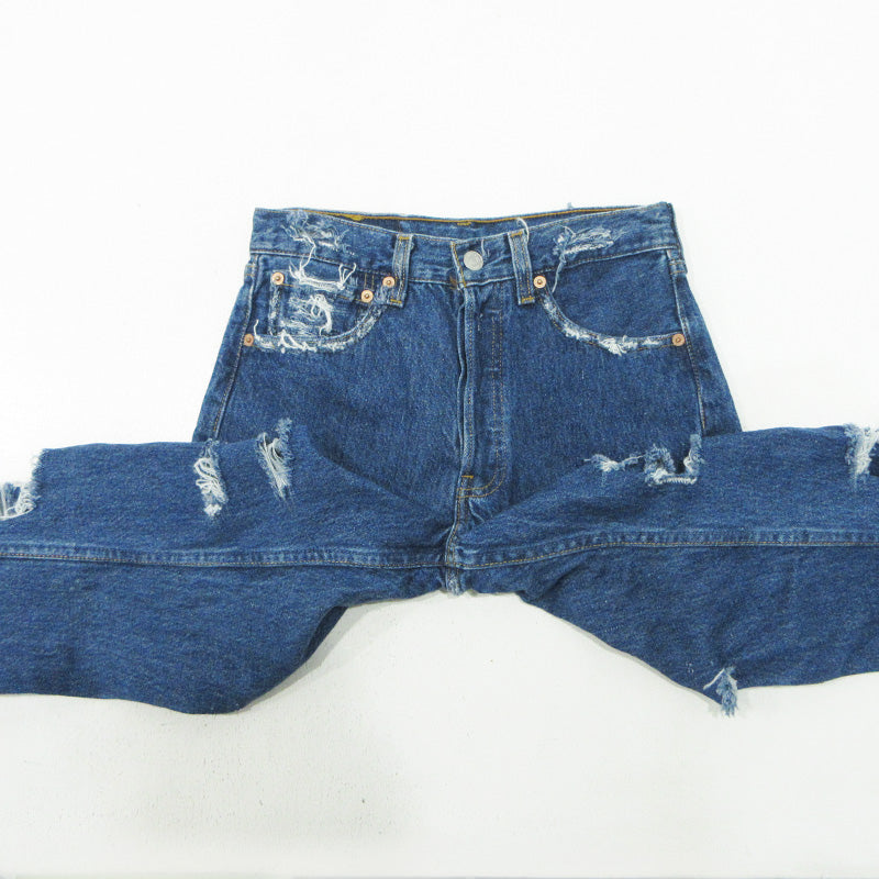 Levi's | リーバイス Lot. 501 90s 米国製 イレギュラー品 ダメージ加工 USED加工ボタンフライ デニムパンツ 42428-3 ブルー インディゴ サイズ：28【三重本店】