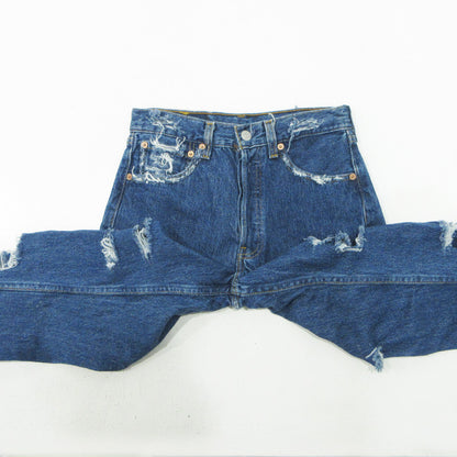 Levi's | リーバイス Lot. 501 90s 米国製 イレギュラー品 ダメージ加工 USED加工ボタンフライ デニムパンツ 42428-3 ブルー インディゴ サイズ：28【三重本店】