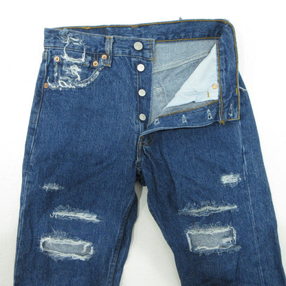 Levi's | リーバイス Lot. 501 90s 米国製 イレギュラー品 ダメージ加工 USED加工ボタンフライ デニムパンツ 42428-3 ブルー インディゴ サイズ：28【三重本店】