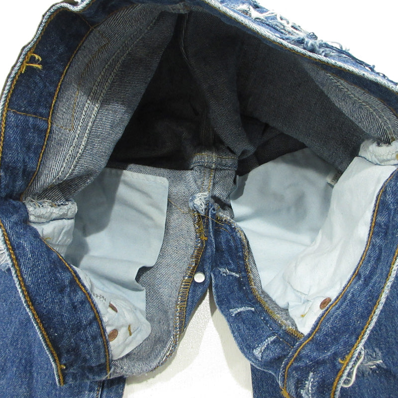 Levi's | リーバイス Lot. 501 90s 米国製 イレギュラー品 ダメージ加工 USED加工ボタンフライ デニムパンツ 42428-3 ブルー インディゴ サイズ：28【三重本店】