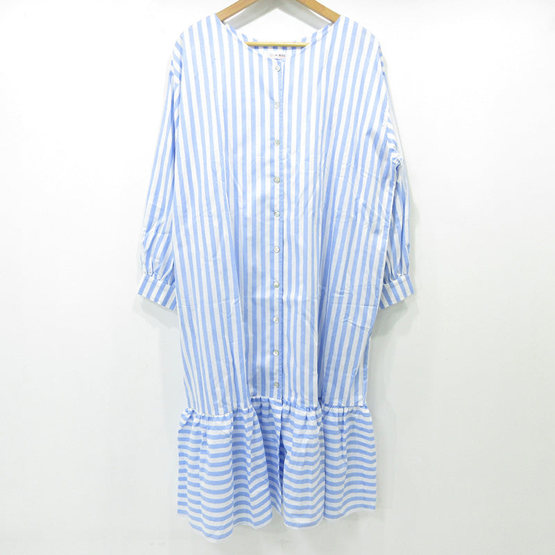 UNMINOU | アンミヌ ストライプシャツワンピース 総柄長袖ワンピース ワンピース NH-016 ブルー×ホワイト サイズ：FreeSize【三重本店】