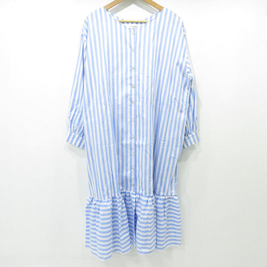 UNMINOU | アンミヌ ストライプシャツワンピース 総柄長袖ワンピース ワンピース NH-016 ブルー×ホワイト サイズ：FreeSize【三重本店】