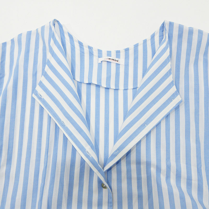 UNMINOU | アンミヌ ストライプシャツワンピース 総柄長袖ワンピース ワンピース NH-016 ブルー×ホワイト サイズ：FreeSize【三重本店】
