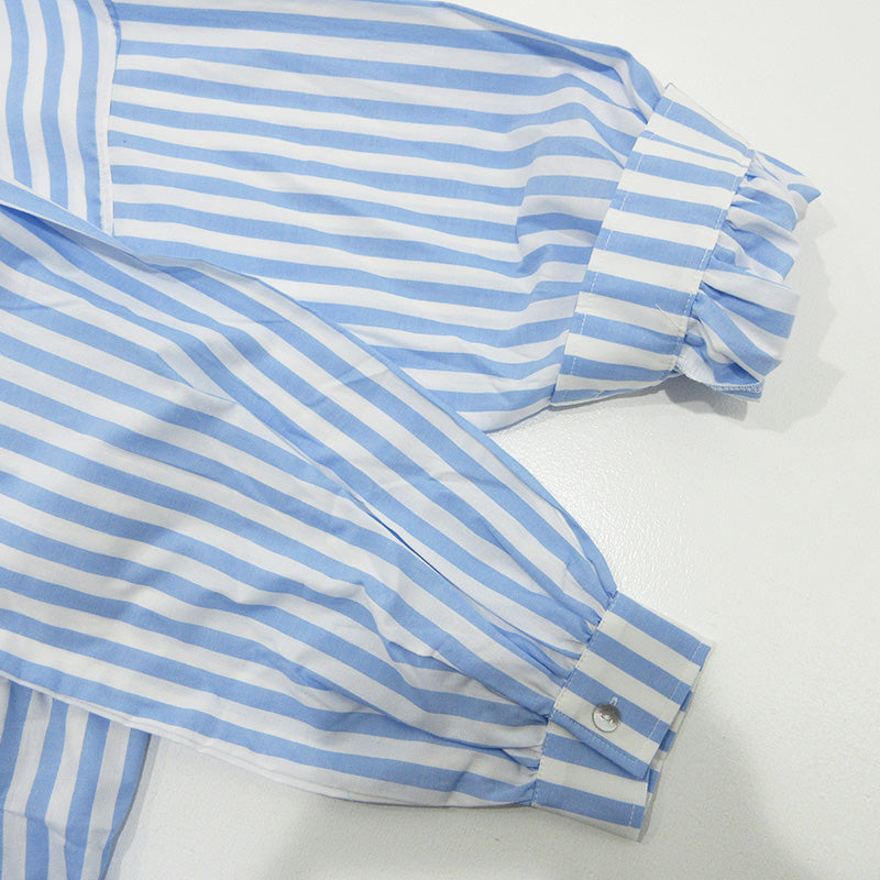 UNMINOU | アンミヌ ストライプシャツワンピース 総柄長袖ワンピース ワンピース NH-016 ブルー×ホワイト サイズ：FreeSize【三重本店】