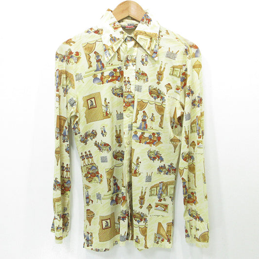 Levi's | リーバイス 総柄長袖シャツ 70's カウボーイ 西部 長袖シャツ ベージュ アイボリー パステルイエロー マルチカラー サイズ：S【三重本店】