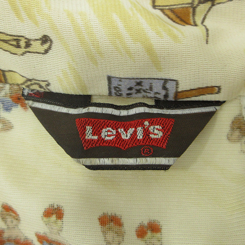Levi's | リーバイス 総柄長袖シャツ 70's カウボーイ 西部 長袖シャツ ベージュ アイボリー パステルイエロー マルチカラー サイズ：S【三重本店】