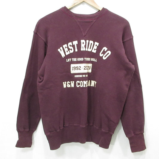 WARE HOUSE | ウェアハウス　ウエアハウス × WESTRIDE ウエストライド 30周年記念 ロゴプリント長袖 スウェット ワインレッド ボルドー パープル系 サイズ：40【三重本店】