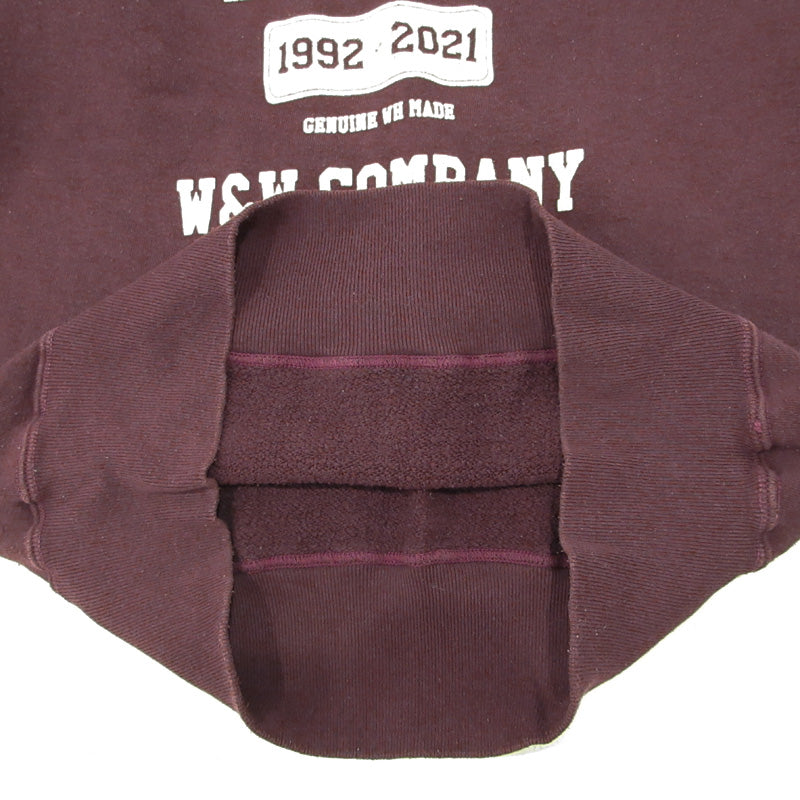 WARE HOUSE | ウェアハウス　ウエアハウス × WESTRIDE ウエストライド 30周年記念 ロゴプリント長袖 スウェット ワインレッド ボルドー パープル系 サイズ：40【三重本店】
