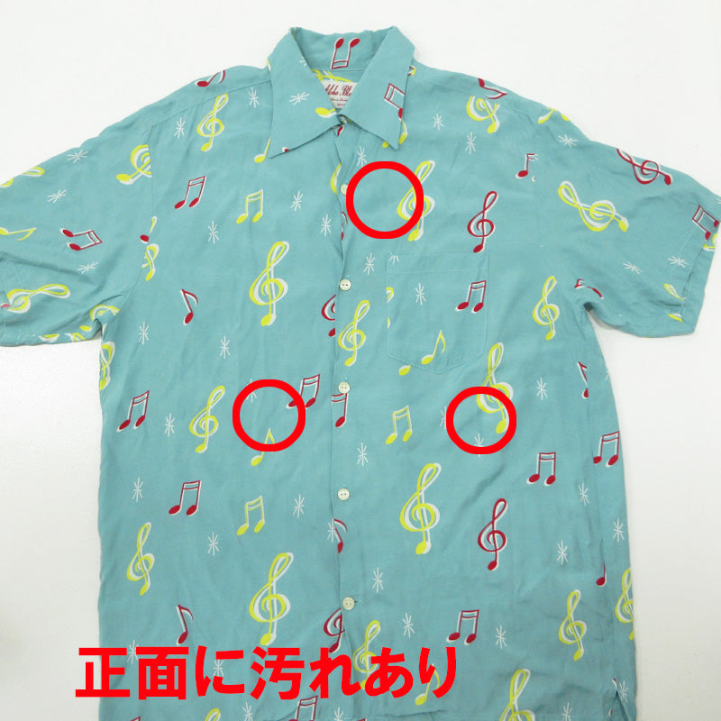 AlohaBlossom | アロハブロッサム SOUNDS GOOD サウンドグッドハワイアンシャツ 音符柄アロハシャツ 総柄半袖シャツ その他トップス AB-001010103 ライトブルー(SAX) サイズ：44【三重本店】