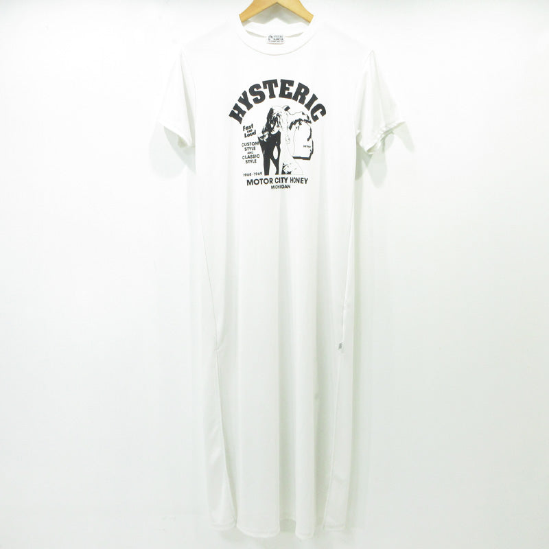 HYSTERIC GLAMOUR | ヒステリックグラマー MOTOR CITY HONEY pt ロングワンピース モーターシティハニー プリント半袖 ワンピース 01173CO01 ホワイト サイズ：FreeSize【三重本店】