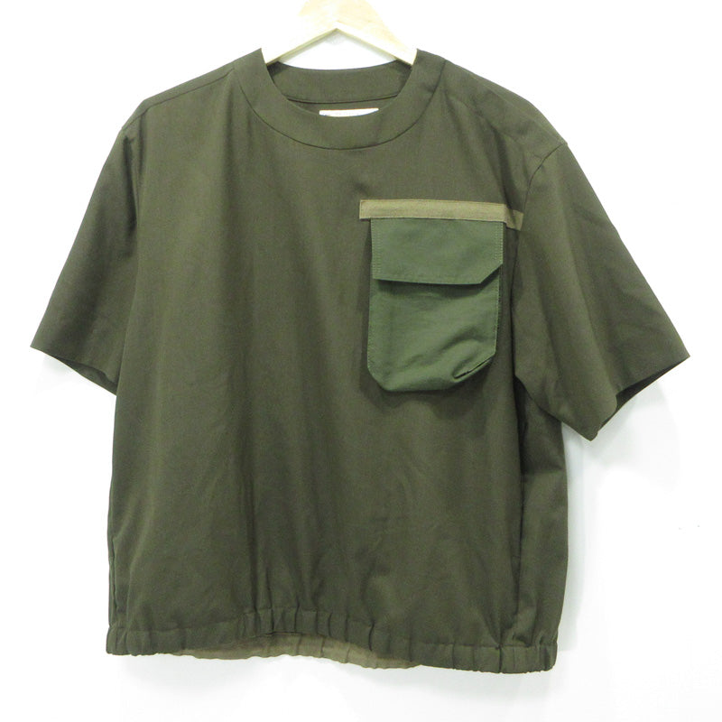 Sacai | サカイ Suiting Mix Pullover スーティングミックスプルオーバー 胸ポケット半袖Tシャツ カットソー 22-02671M カーキグリーン サイズ：1【三重本店】