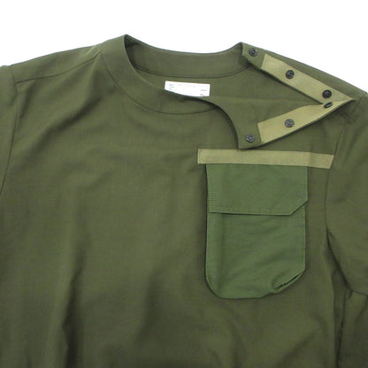 Sacai | サカイ Suiting Mix Pullover スーティングミックスプルオーバー 胸ポケット半袖Tシャツ カットソー 22-02671M カーキグリーン サイズ：1【三重本店】