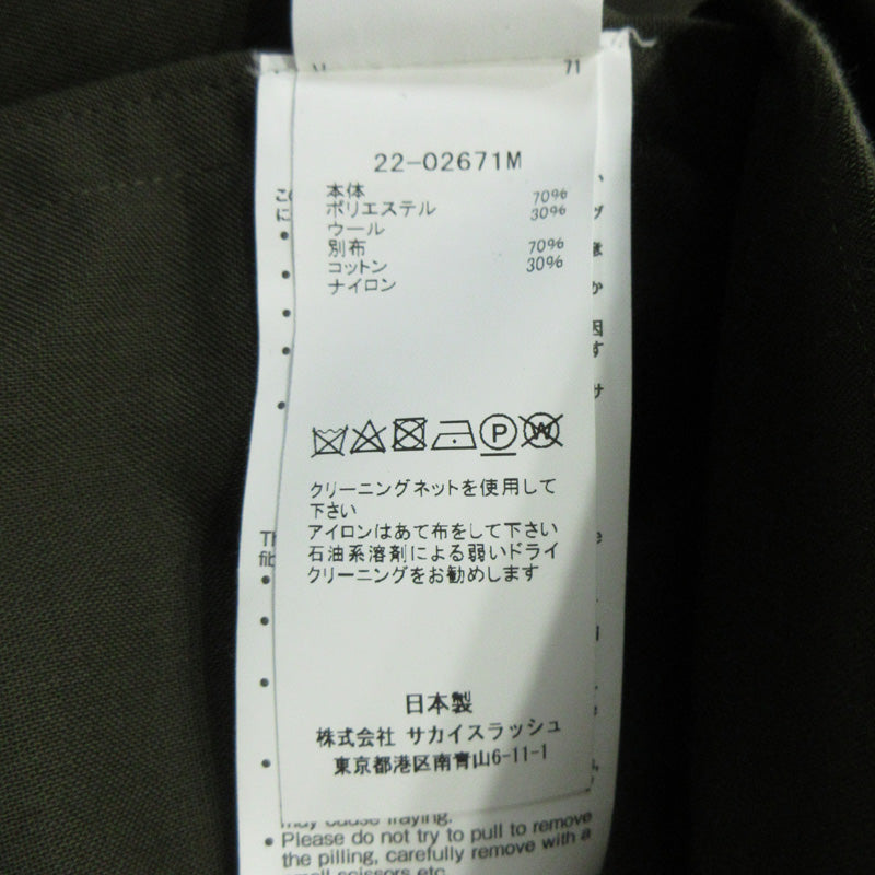 Sacai | サカイ Suiting Mix Pullover スーティングミックスプルオーバー 胸ポケット半袖Tシャツ カットソー 22-02671M カーキグリーン サイズ：1【三重本店】