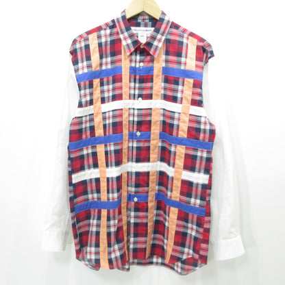 COMME des GARCONS SHIRT | コムデギャルソンシャツ チェック柄 総柄袖切替え 長袖シャツ FO-B001 レッド マルチカラー サイズ：M【三重本店】