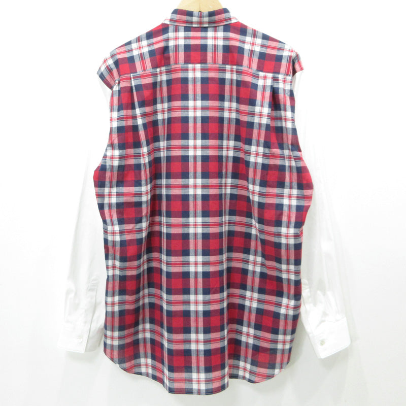 COMME des GARCONS SHIRT | コムデギャルソンシャツ チェック柄 総柄袖切替え 長袖シャツ FO-B001 レッド マルチカラー サイズ：M【三重本店】
