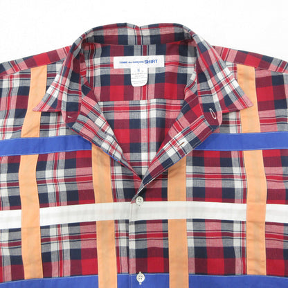 COMME des GARCONS SHIRT | コムデギャルソンシャツ チェック柄 総柄袖切替え 長袖シャツ FO-B001 レッド マルチカラー サイズ：M【三重本店】
