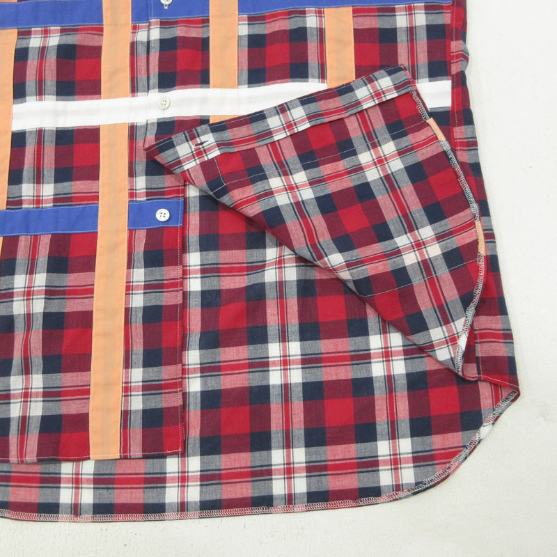 COMME des GARCONS SHIRT | コムデギャルソンシャツ チェック柄 総柄袖切替え 長袖シャツ FO-B001 レッド マルチカラー サイズ：M【三重本店】