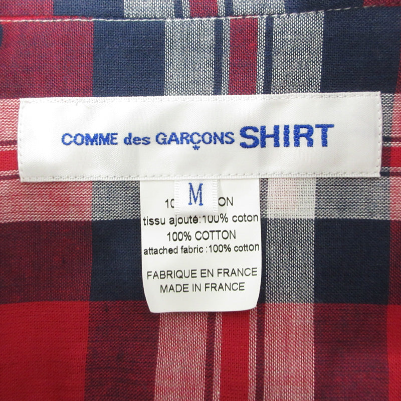 COMME des GARCONS SHIRT | コムデギャルソンシャツ チェック柄 総柄袖切替え 長袖シャツ FO-B001 レッド マルチカラー サイズ：M【三重本店】