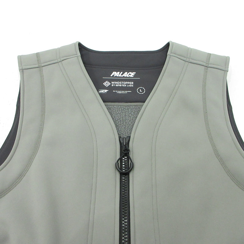 PALACE SKATEBOARDS | パレススケートボード GORE TEX WINDSTOPPER VEST ゴアテックス ロゴプリント 裏ボア ウィンドストッパー ベスト ベスト グレー サイズ：L【三重本店】