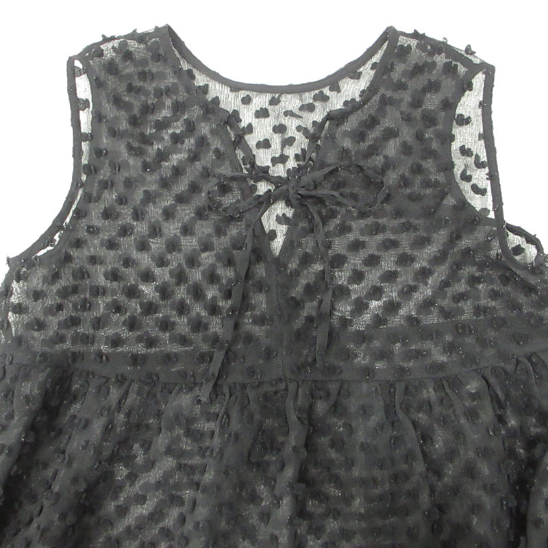 TRRAZZO DONNNA | トラッゾドンナ 総柄シアーノースリーブワンピース ドット柄 ワンピース 6253-542 ブラック サイズ：FreeSize【三重本店】