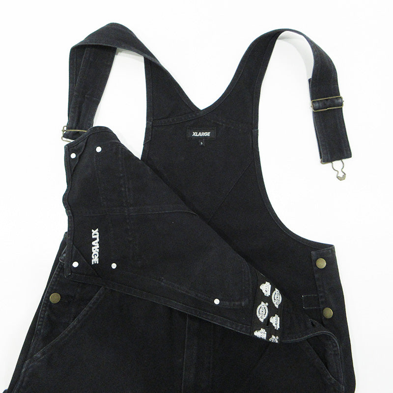 X-LARGE | エクストララージ × DICKIES ディッキーズ ロゴ刺繍オーバーオール オーバーオール 101221031016 ブラック サイズ：S【三重本店】