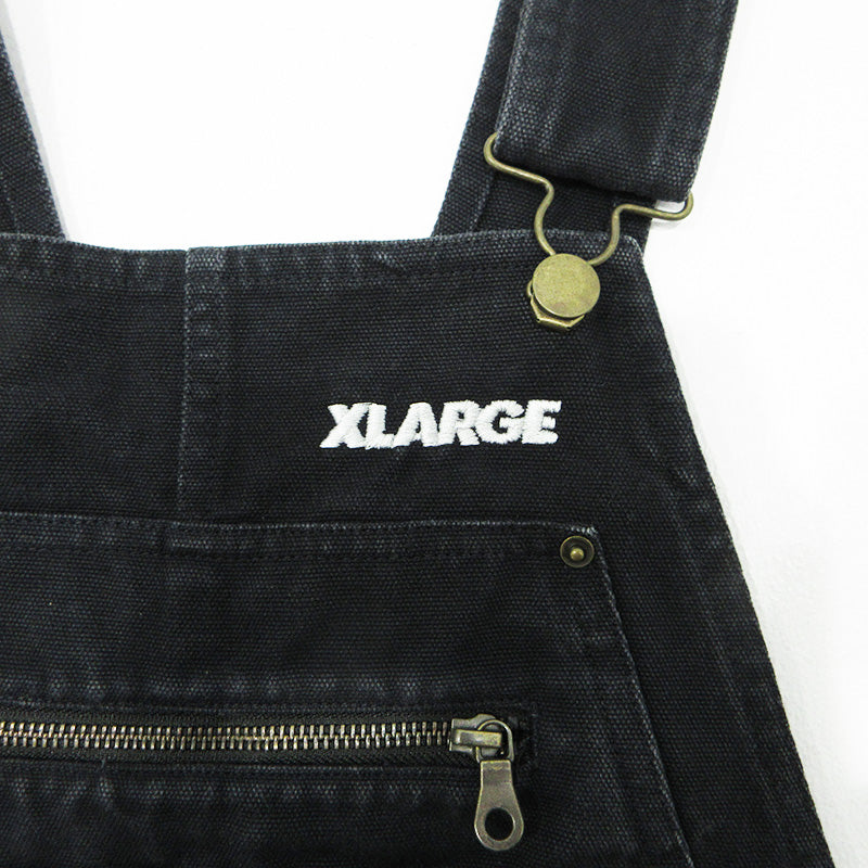 X-LARGE | エクストララージ × DICKIES ディッキーズ ロゴ刺繍オーバーオール オーバーオール 101221031016 ブラック サイズ：S【三重本店】